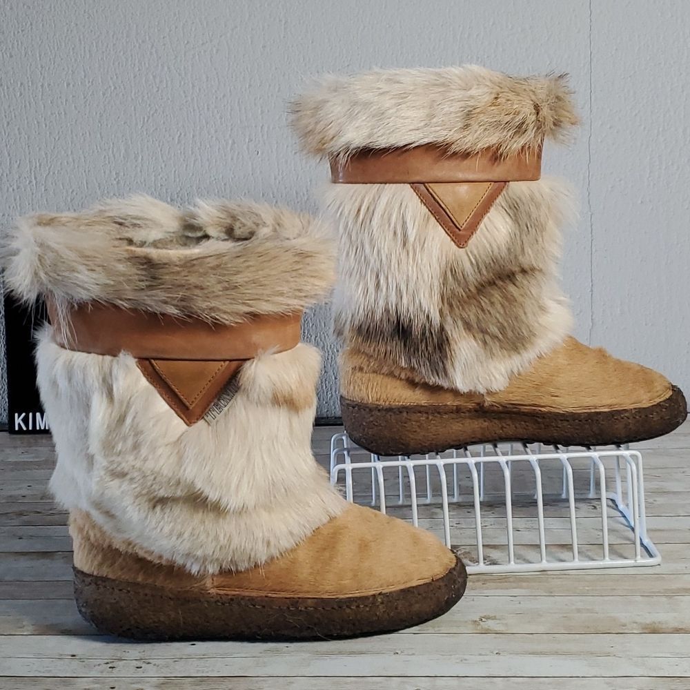 Vintage Tecnica Goat Fur Hair Boots Apres Ski Boots Size 43 Women's 12‎ Men's 10